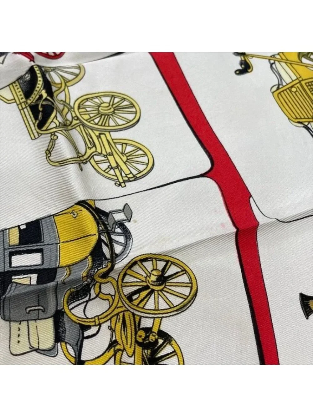Hermes Carre 90 Large Scarf Shawl Silk Soie White